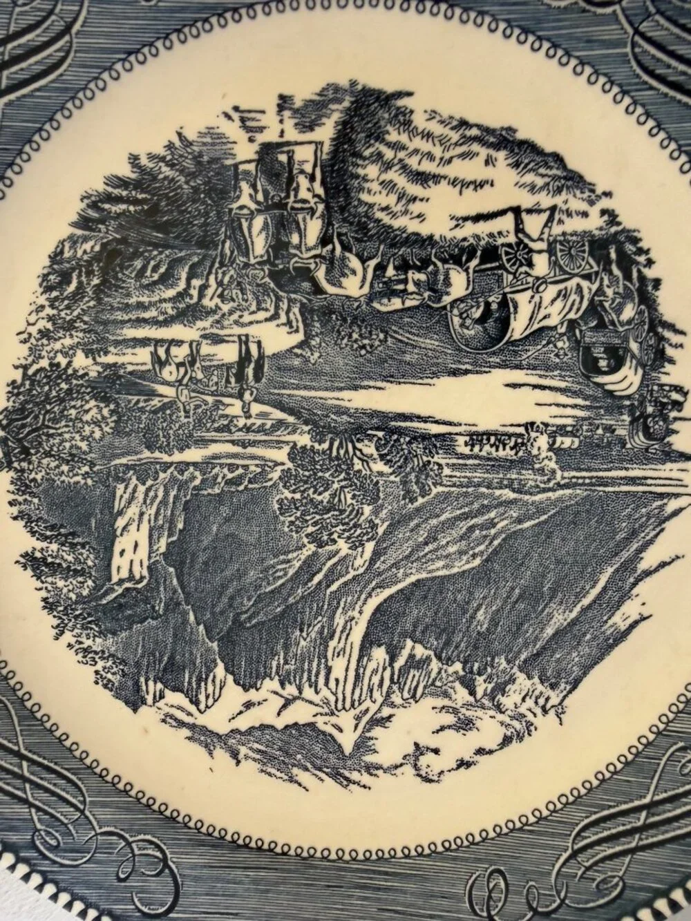 Currier & Ives The Rocky Mountains Blue White 11